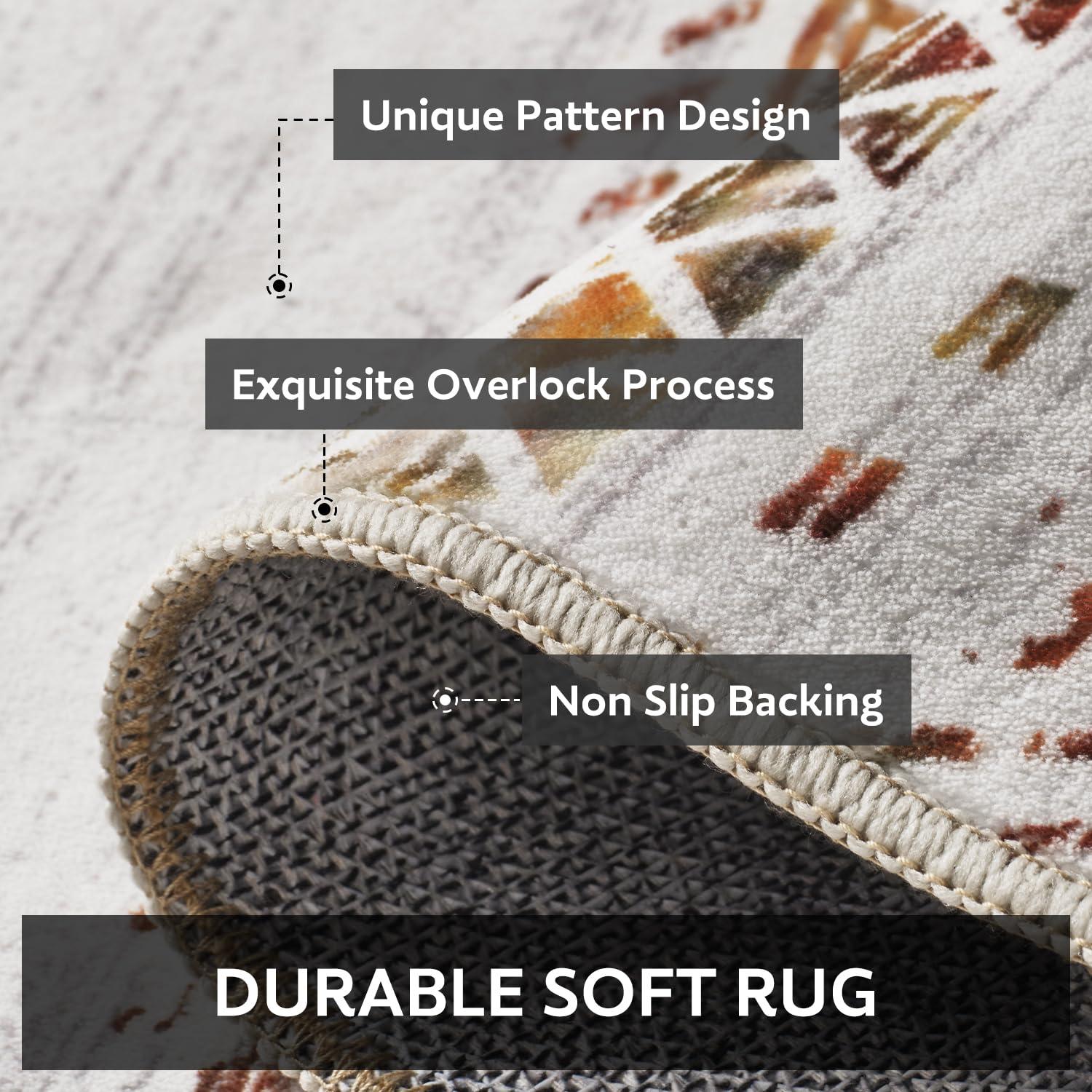 Loon Peak® 5x7 Area Rugs for Living Room Machine Washable Rug Distressed Indoor Carpet Neutral Moroccan Boho Rug Ultra Soft Area Rug for Bedroom Dining Room Playroom Office, Grey