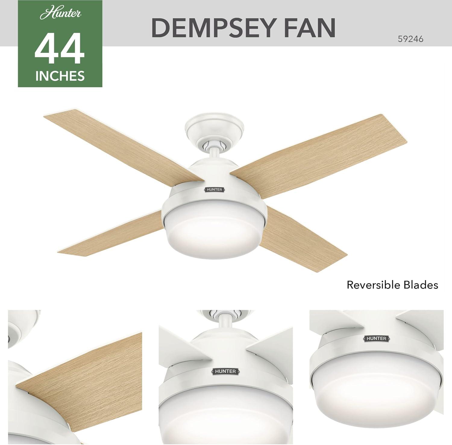 Dempsey 44" 4 - Blade Standard Ceiling Fan with Lights and Remote