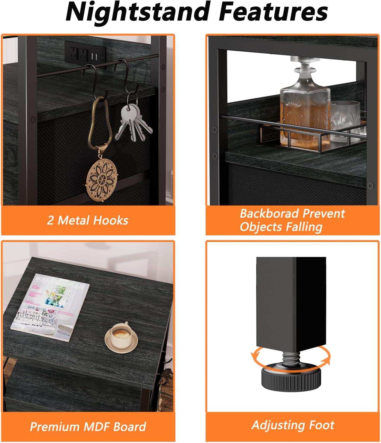 Furologee Nightstands Set of 2, White