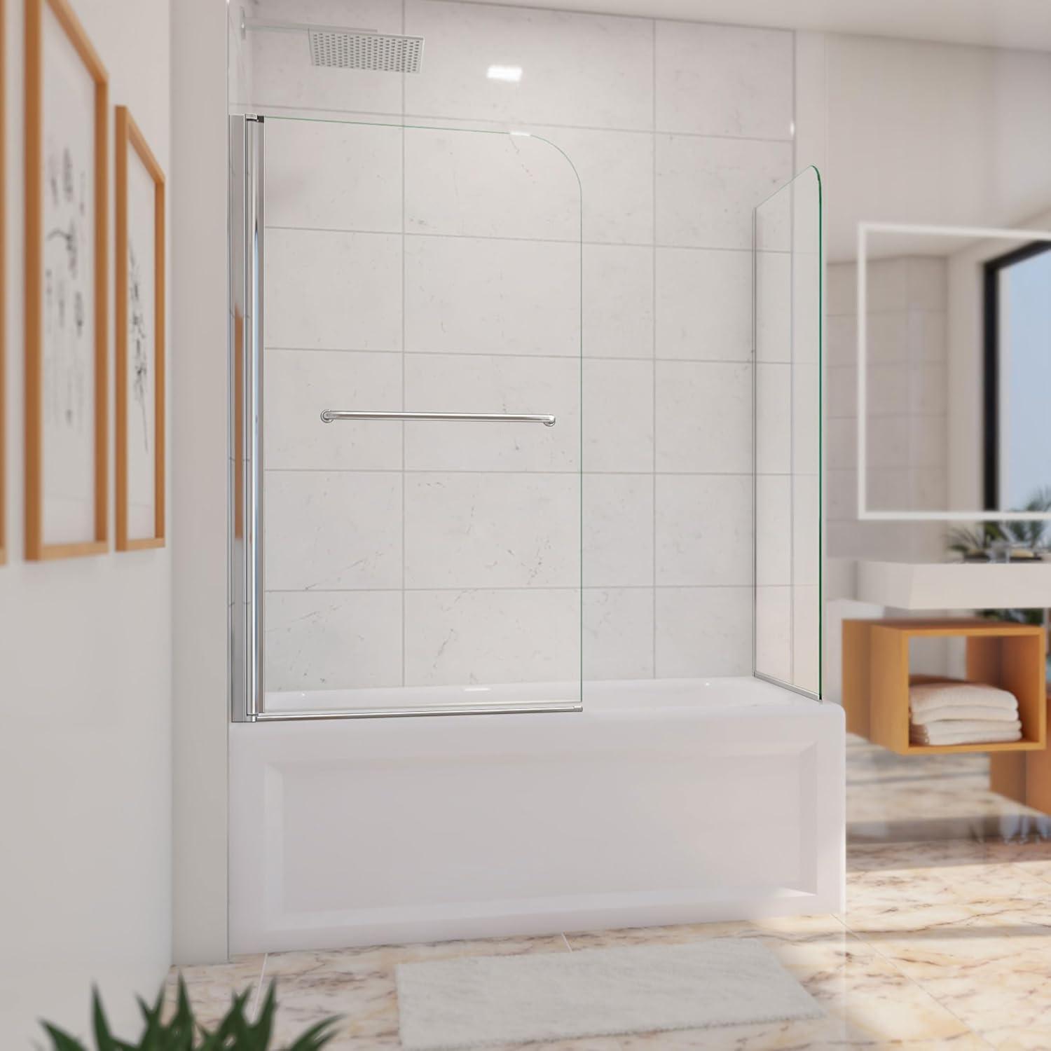 Aqua 56" W x 58" H Pivot Frameless Tub Door