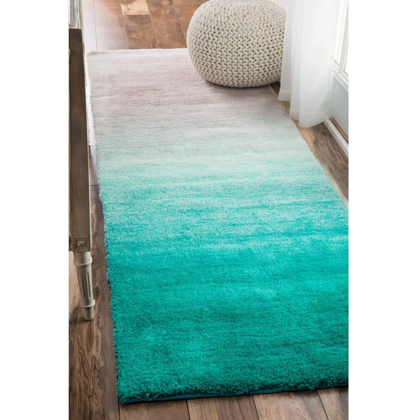 Nuloom Handmade Ombre Shag Shags Runner Indoor Area Rug - Turquoise 2' 6" x 8'
