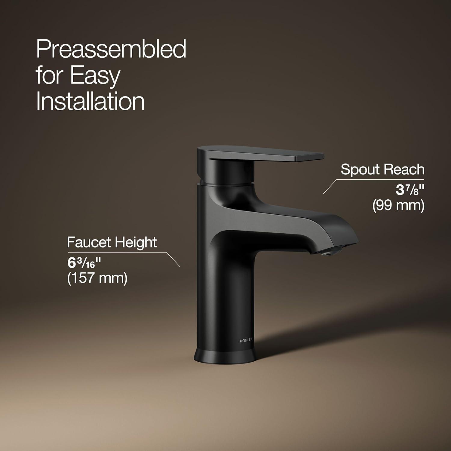 Kohler Hint Single-Handle Bathroom Faucet with Pop-Up Drain Assembly, One Hole Bathroom Sink Faucet, 1.2 gpm