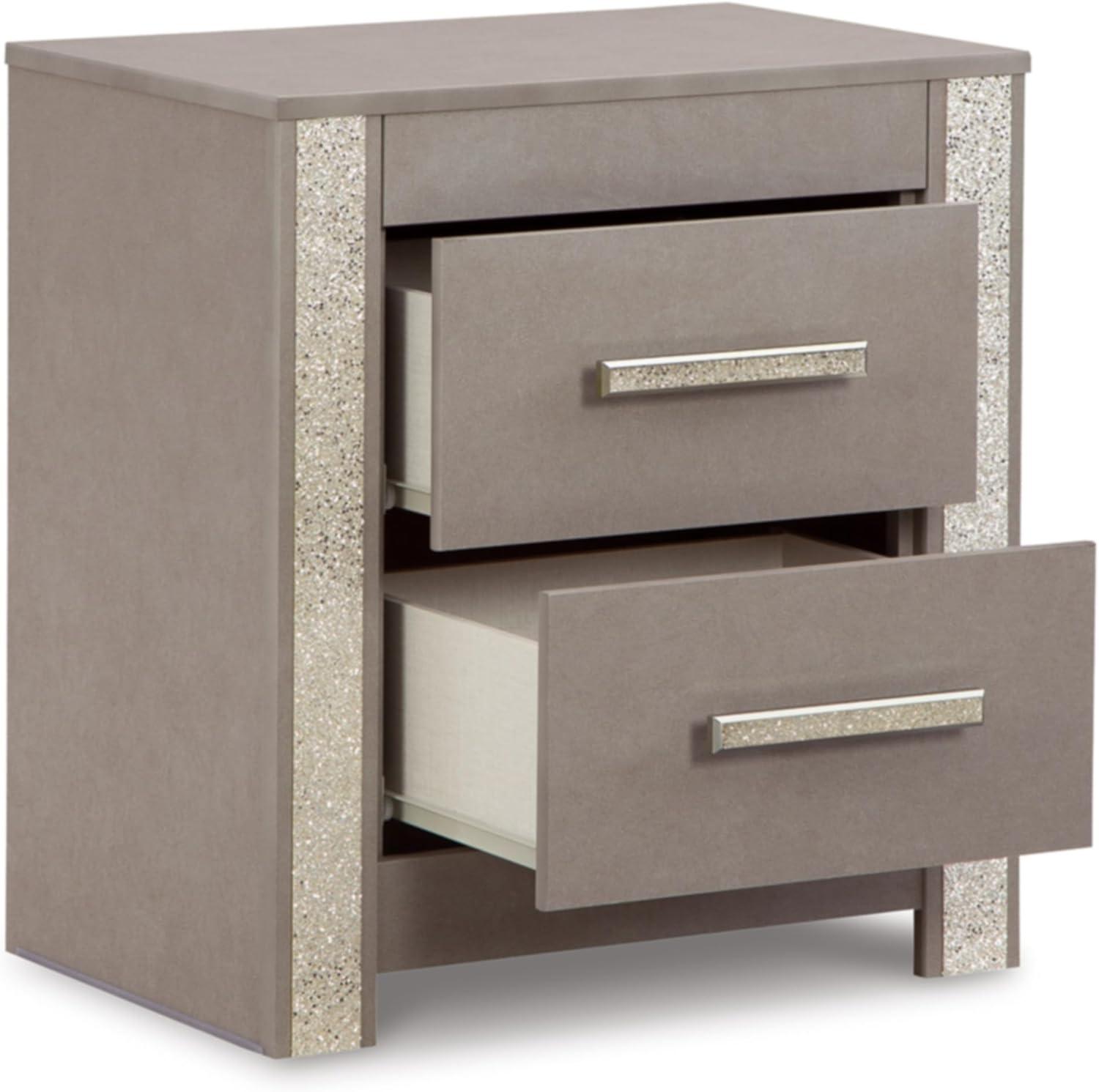 Signature Design by Ashley Contemporary Surancha 2 Drawer Nightstand, Gray