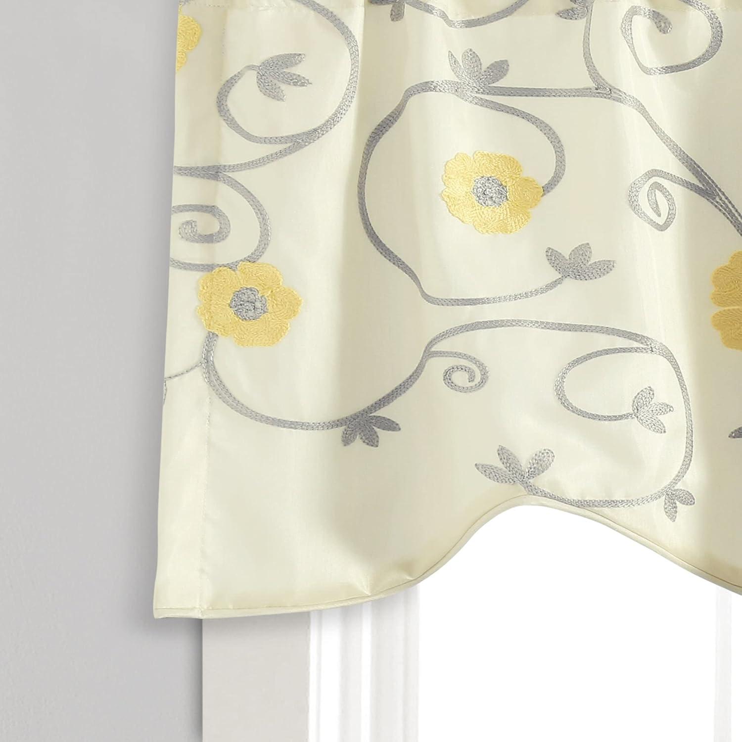 Floral Scalloped 42'' W Window Valance