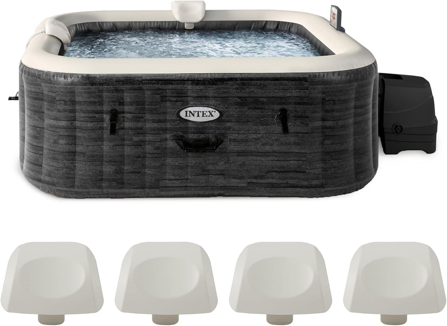 Intex Intex 120 Volt 6 Person - Person 140 - Jet Vinyl Square Inflatable Hot Tub in Gray