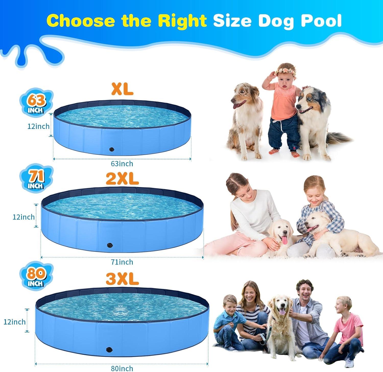 63-Inch Blue PVC Foldable Dog and Kiddie Pool