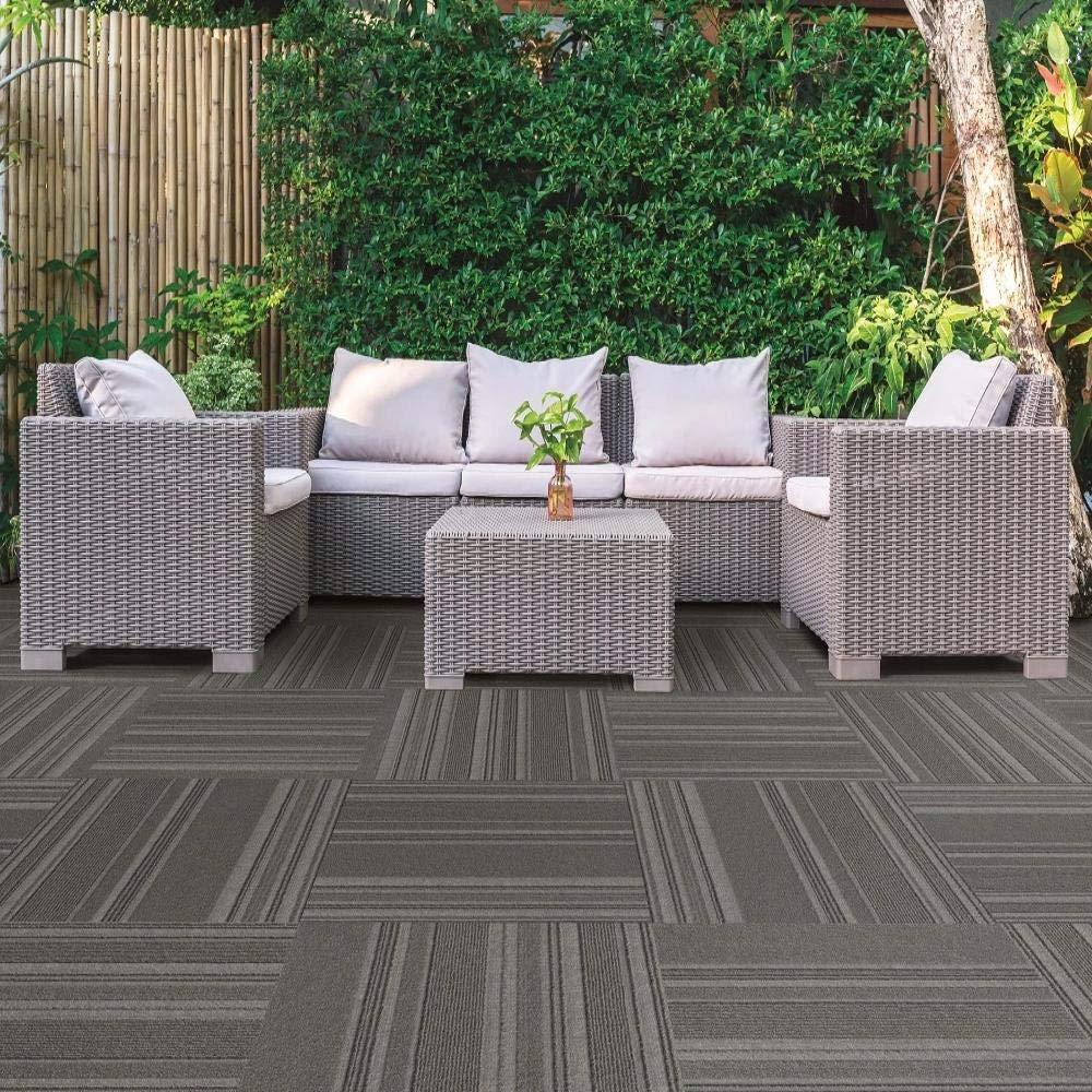 Shuffle Mocha Texture Carpet Tiles - 24" x 24" Indoor/Outdoor, Peel and Stick Carpet Tiles - 60 sq. ft. per box – Pack of 15 Tiles