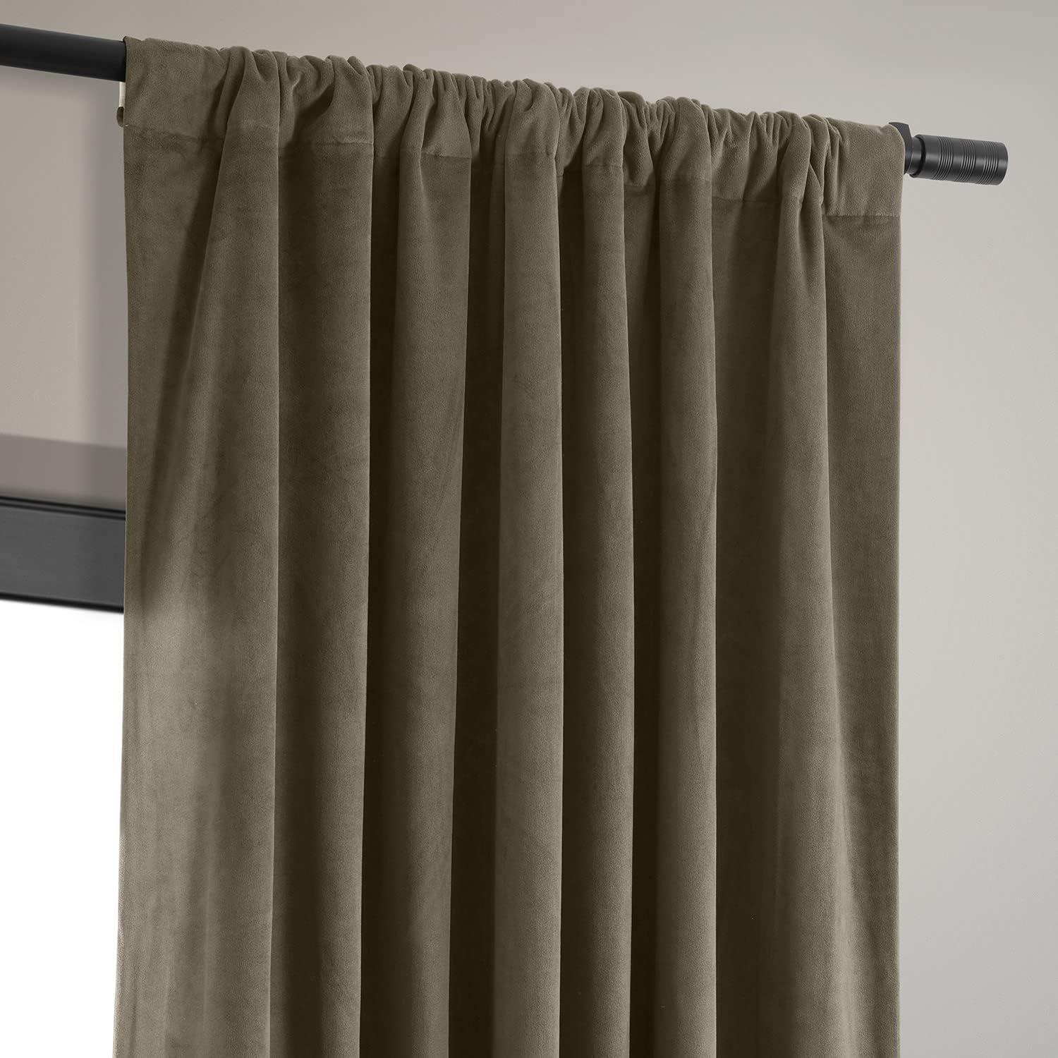 Signature Denver Taupe Blackout Velvet Curtain (1 Panel), Denver Taupe, 50W X 84L