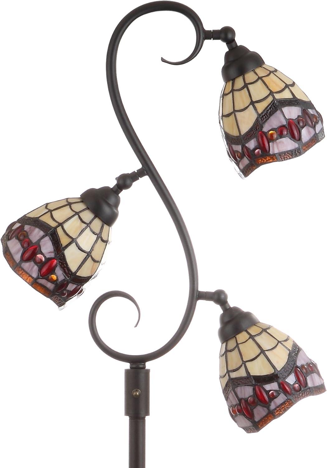 JONATHAN Y JYL8013A Walker Tiffany-Style 70.5" Multi-Light LED Floor Lamp, Traditional for living room, dinning room, bedroom, office Bulb Included, Bronze