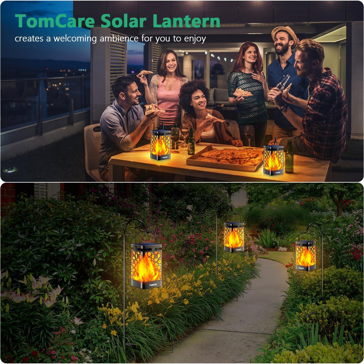 BEACHWATER POOL & SPA, LLC Solar Lights Outdoor Flickering Flame Solar Lantern Outdoor Hanging Lanterns Decorative Outdoor Lighting Solar Powered Waterproof LED Flame Christmas Lights For Patio Garden
