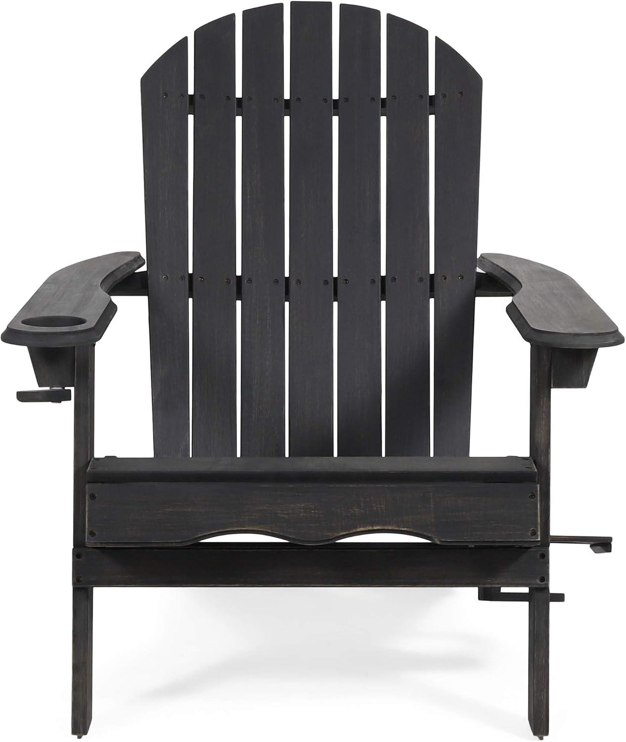 2pk Bellwood Outdoor Acacia Wood Folding Adirondack Chairs Dark Gray - Christopher Knight Home