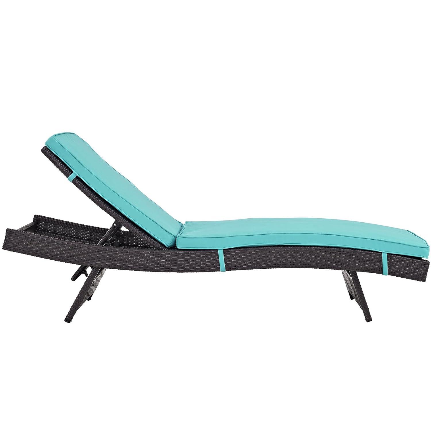 Modway Convene Outdoor Patio Chaise in Espresso Turquoise