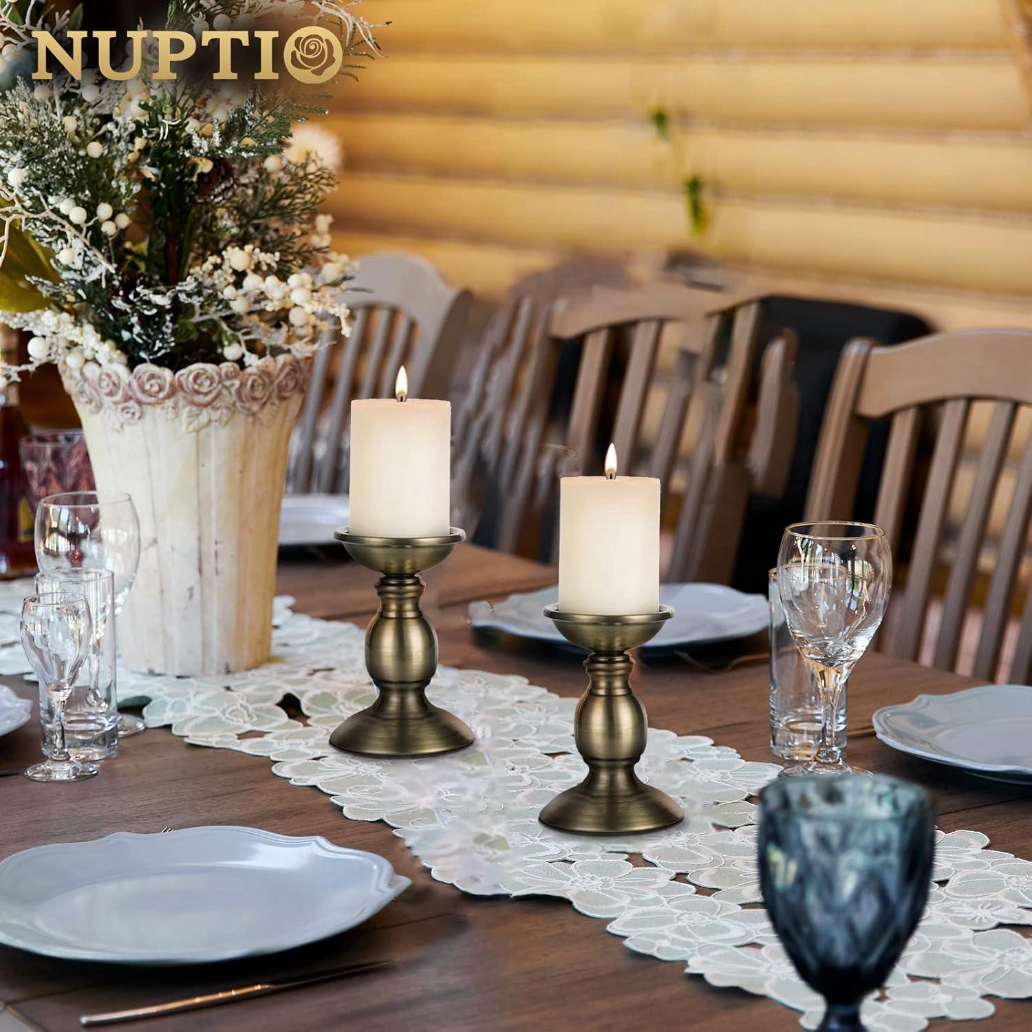 2 Pcs Bronze Iron Pillar Candle Holders, Most Ideal for 3" Pillar Candle, Gifts for Wedding, Party, Home, Spa, Reiki, Votive Candle (2 x S)