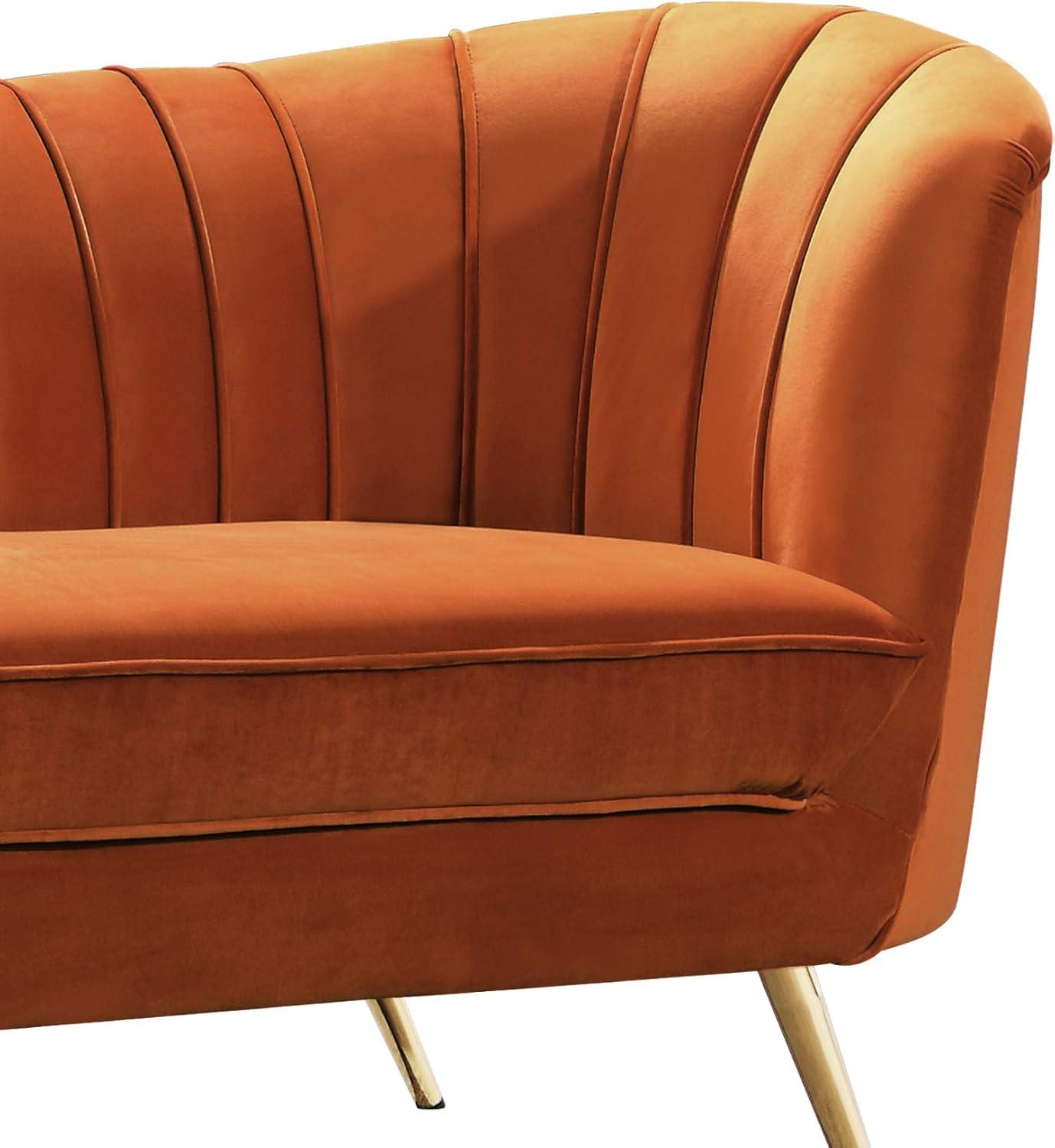 Mid-Century Cognac Velvet Accent Chair with Gold Stainless Steel Legs