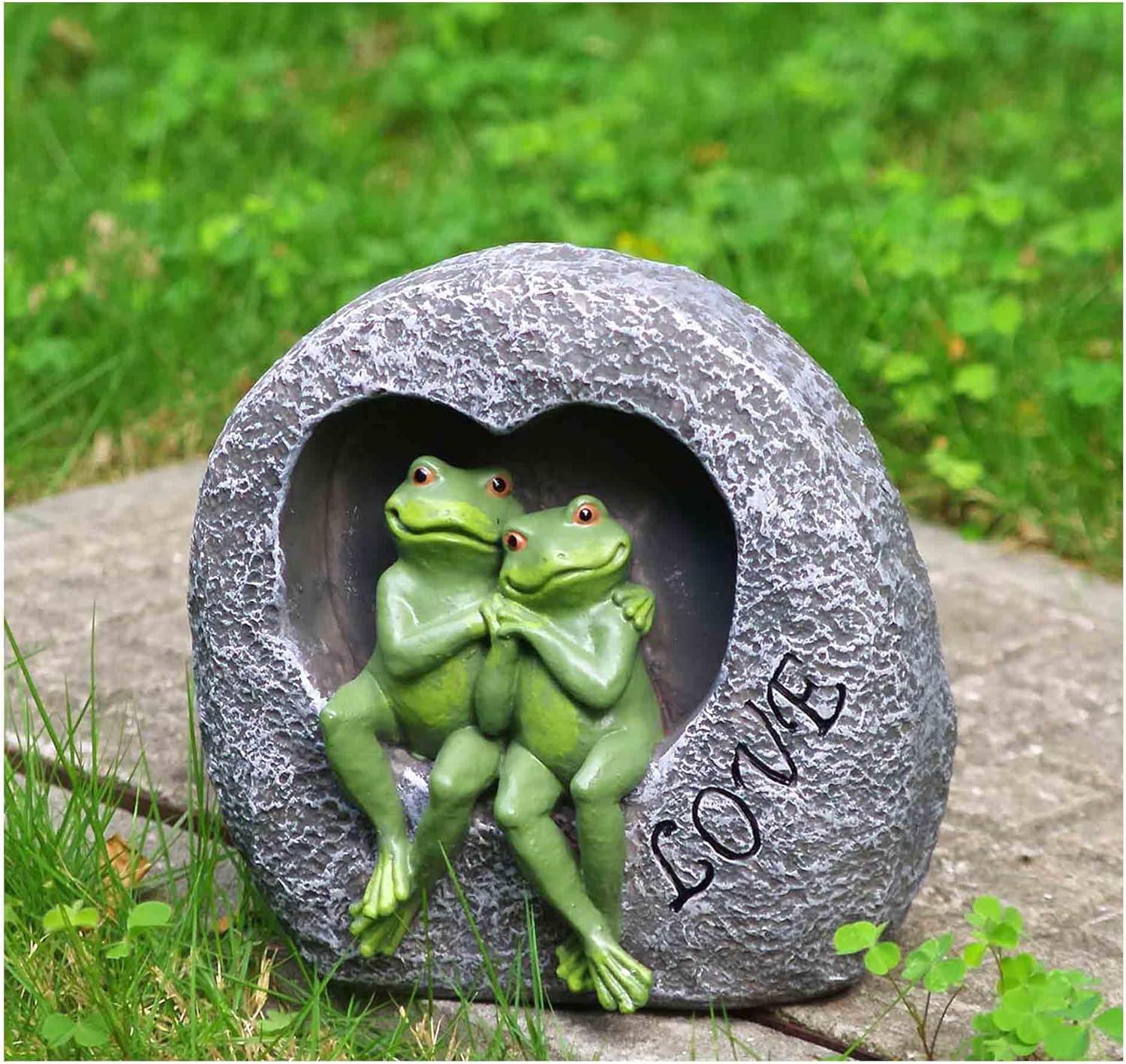 7.09”H Lover Frog Statues for Garden-Resin Frogs Couple Figurines , Frog Outdoor Decor Lawn