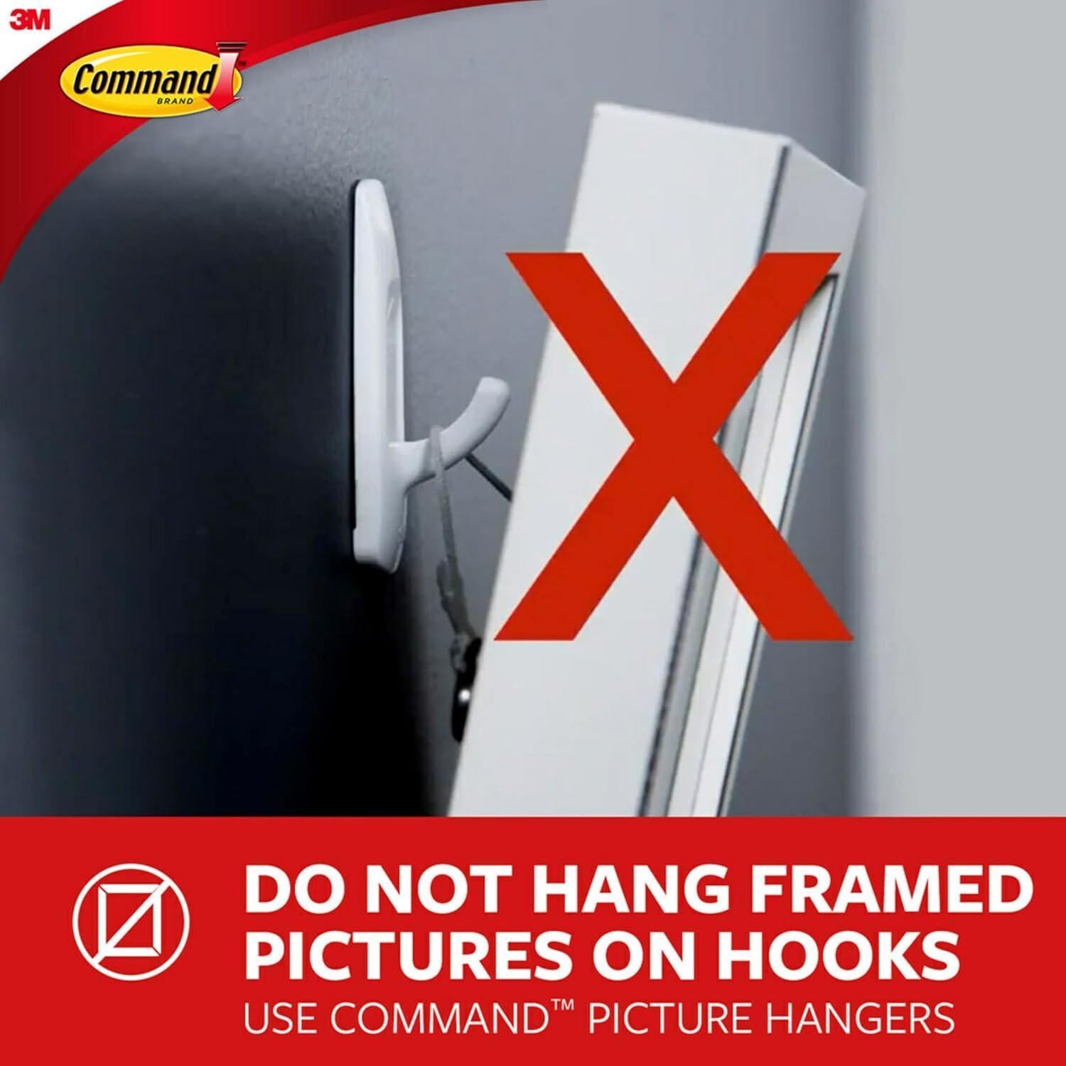 Command Small Stainless Steel Metal Hooks 8 Hooks, 10 Strips, Decorate Damage-Free