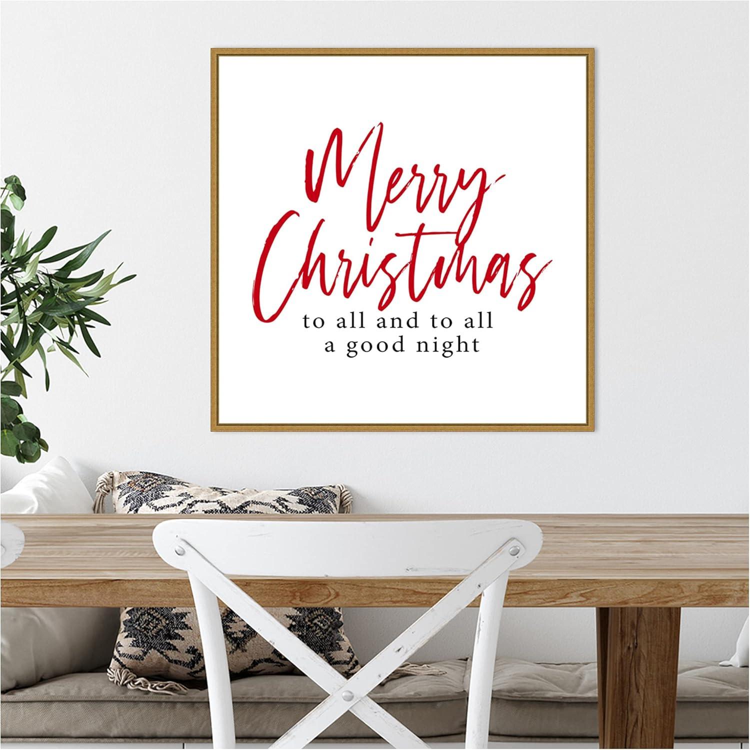 Merry Christmas Red Script Framed Canvas Print