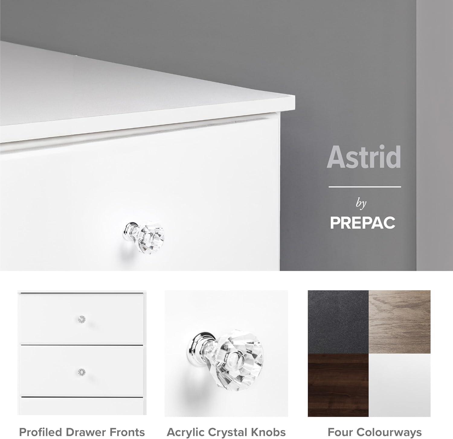 Astrid Crystal White 4-Drawer Vertical Dresser with Acrylic Knobs