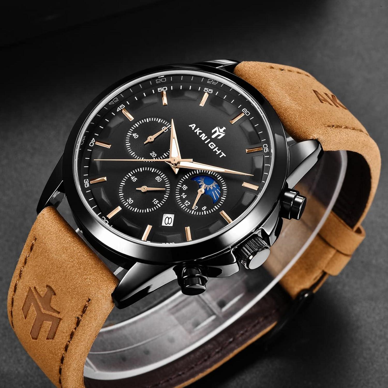 BY BENYAR Mens Watches Analog Quartz Chronograph Waterproof Wrist Watches for Men Fashion Business Work Casual Sport Designer Dress Watch with Calendar Elegant Gifts for Men