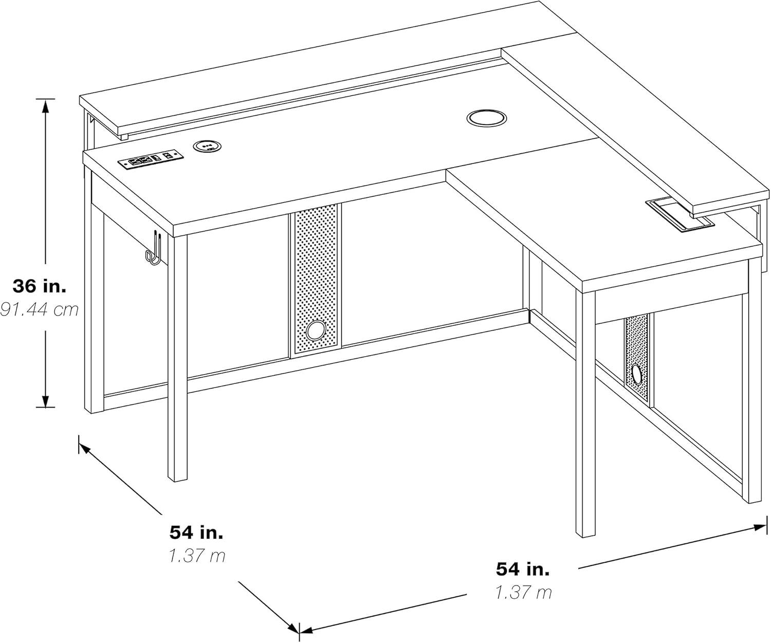 Stealth Pro Corner L-Shape Black Gaming Desk with Tech Upgrades