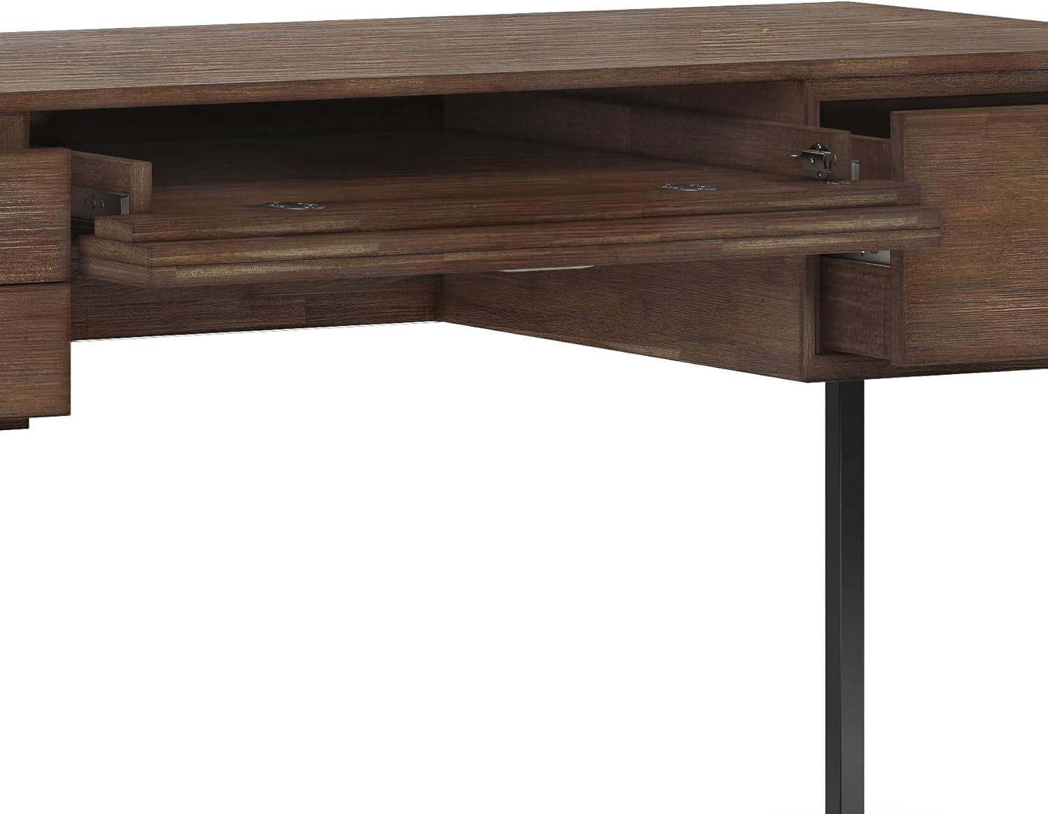 Simpli Home Richmond ACACIA WOOD Modern Industrial 60" Desk in Rustic Natural Brown