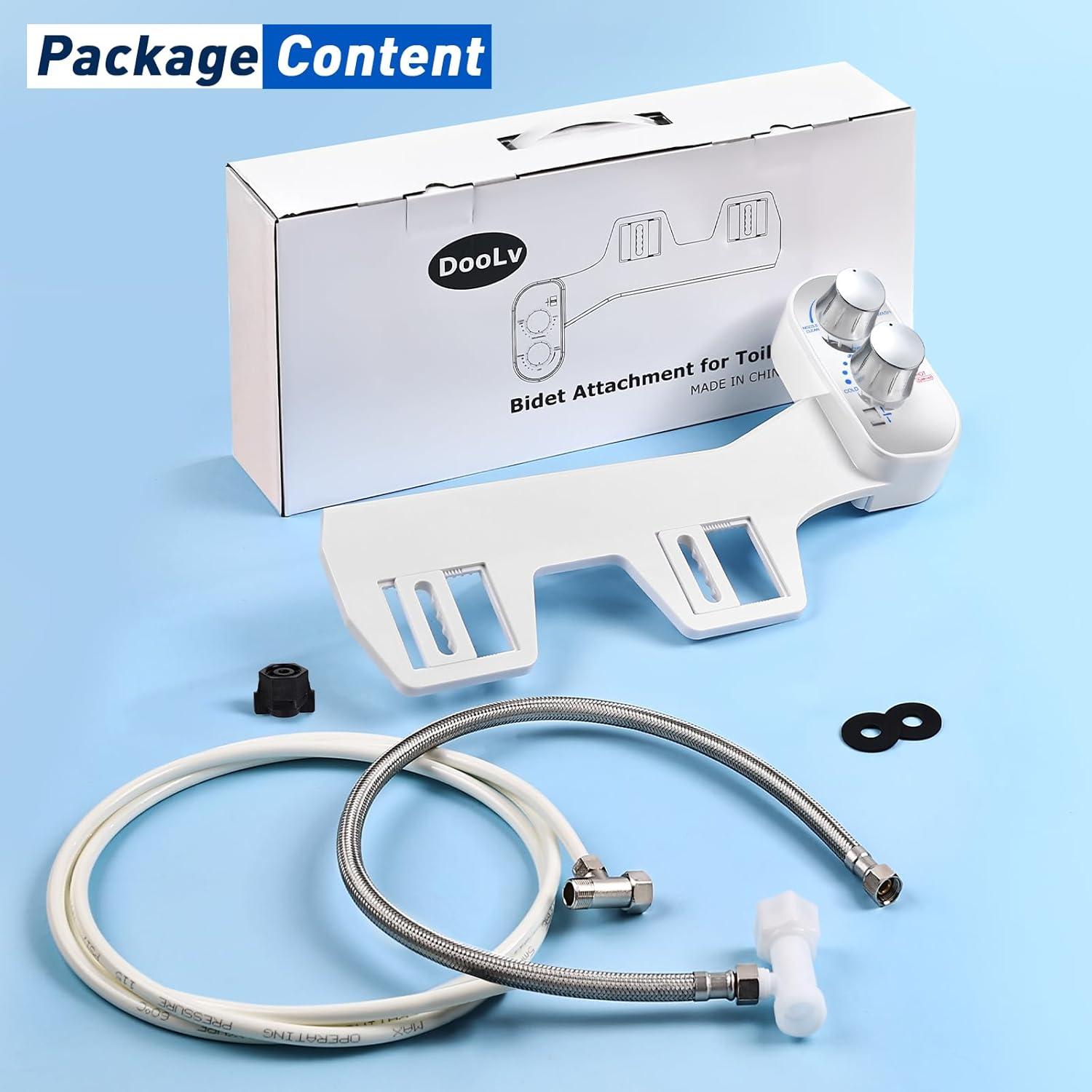 Hot and Cold Bidet Attachment for Toilet, Ultra-Slim Bidet Attachment Warm Water, Non-Electric Adjustable Pressure Self Cleaning Sprayer Nozzle Control for Posterior, Feminine Wash (Chrome)