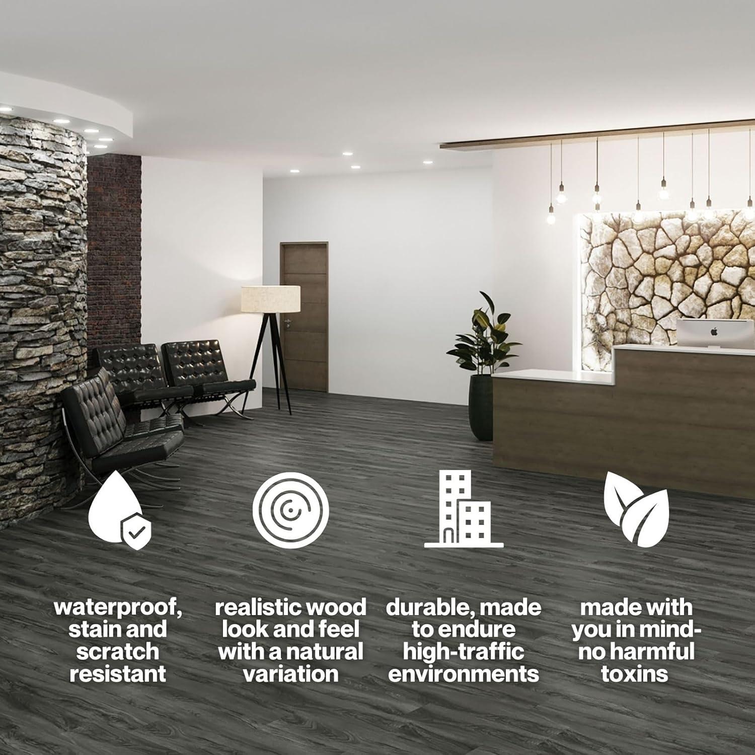 Lucida USA GlueCore Classic 22mil x 7.3" W x 48" L Glue Down Vinyl Tile Flooring