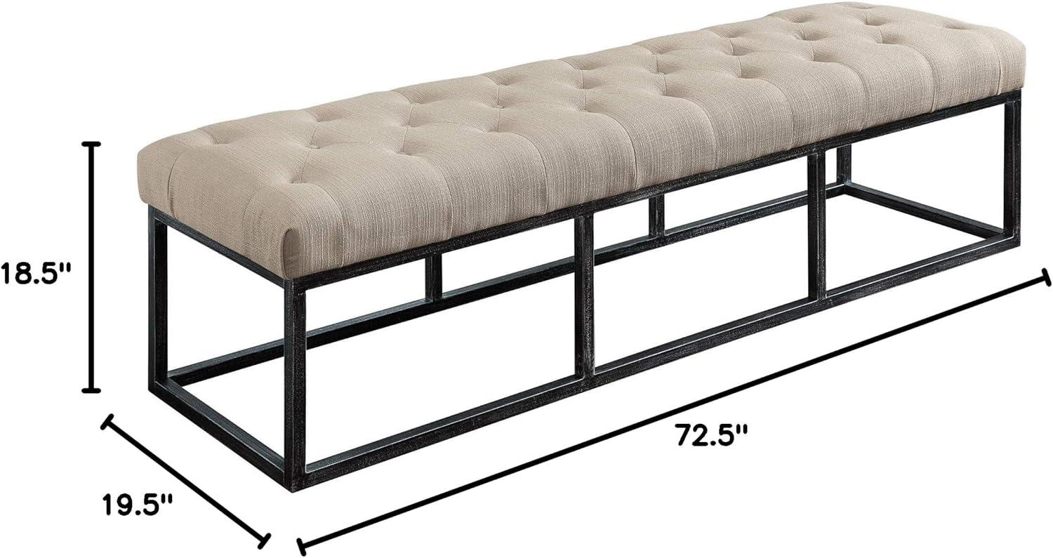 Danes Claire Tufted Bench with Iron Legs, Modern 72.5" Bench for Bedroom or Living Room