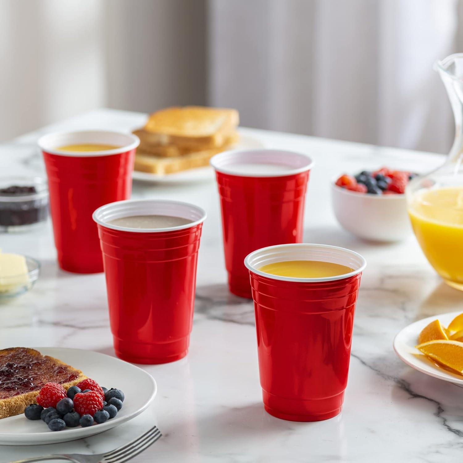 GUSTO 18 Oz Plastic Red Cups for Party Disposable Drinking Cups, 100-Pack
