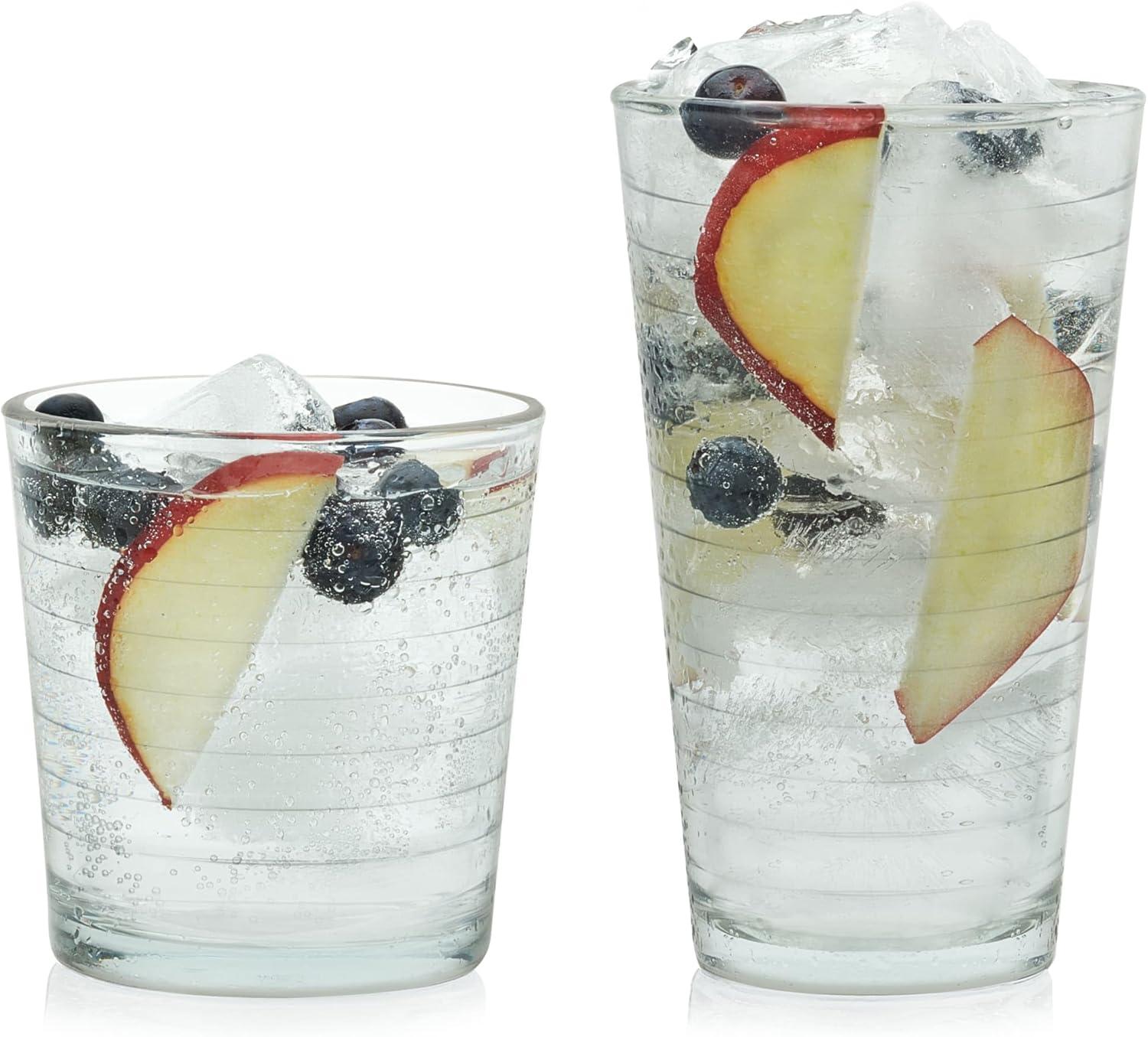Textiles Hub Hoops 16-Piece Tumbler And Rocks Glass Set
