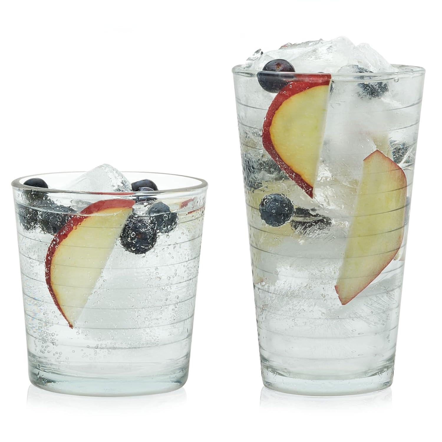 Textiles Hub Hoops 16-Piece Tumbler And Rocks Glass Set