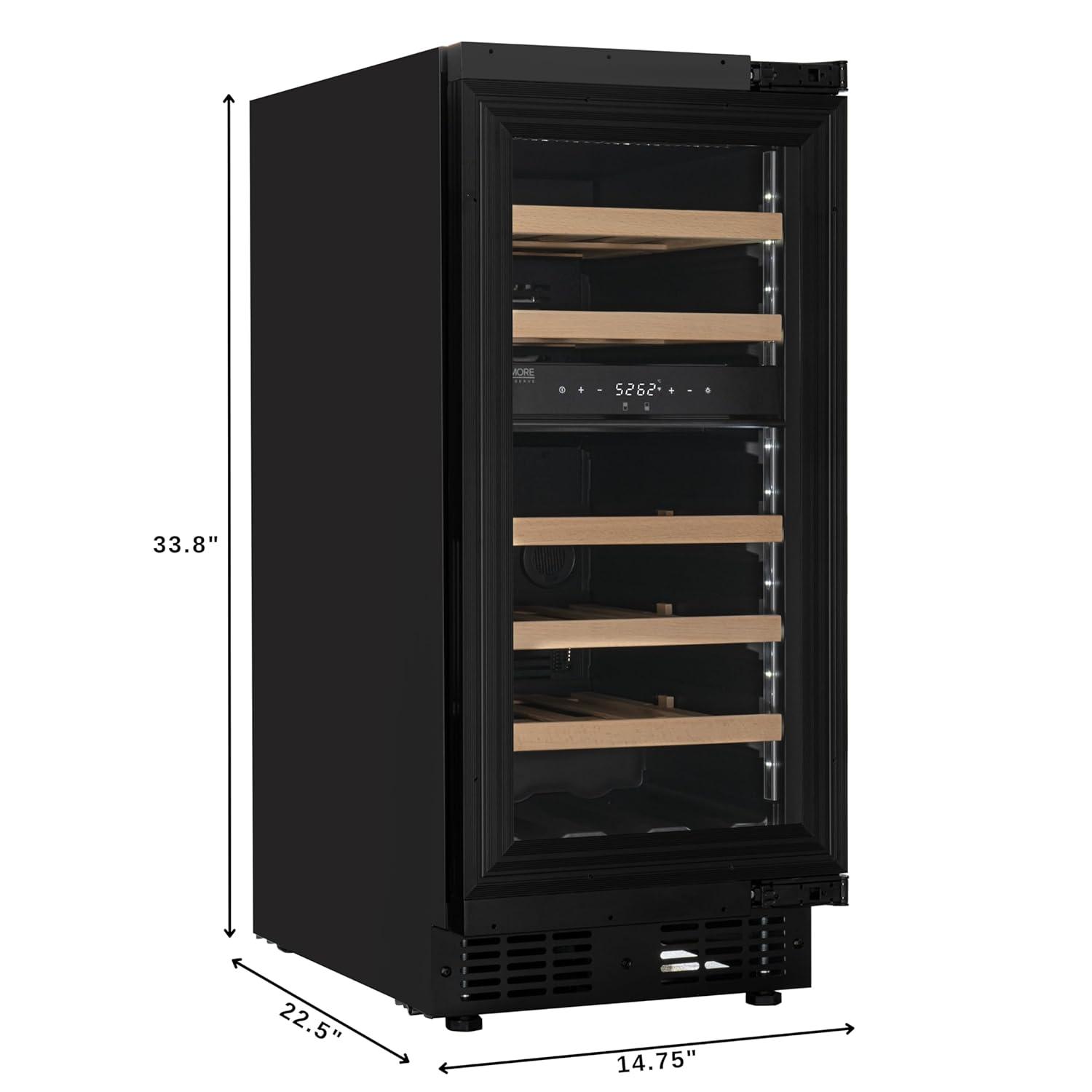 KoolMore KoolMore Reserve 15 in. Under-Counter Panel Ready Dual Zone 23 Bottle Wine Cooler Shelves