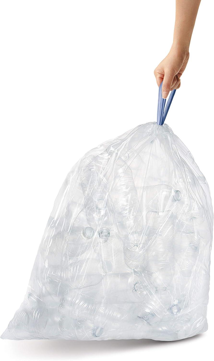 Simplehuman Code U Custom Fit Drawstring Trash Bags, 55 Liter / 14.5 Gallon, White, 60 Liners (Set of 60)