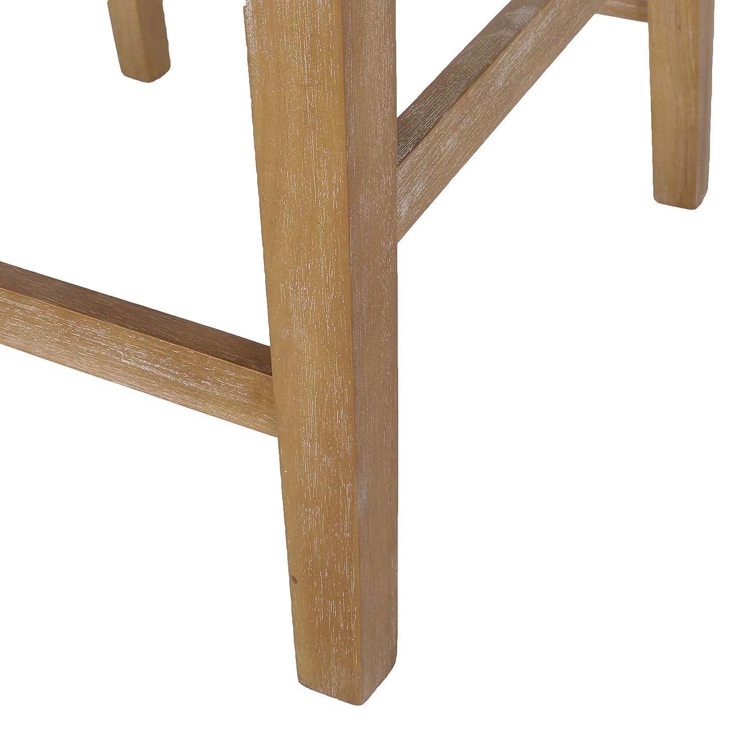 Brown Upholstered Wood Counter Stools with Armrests, Set of 2