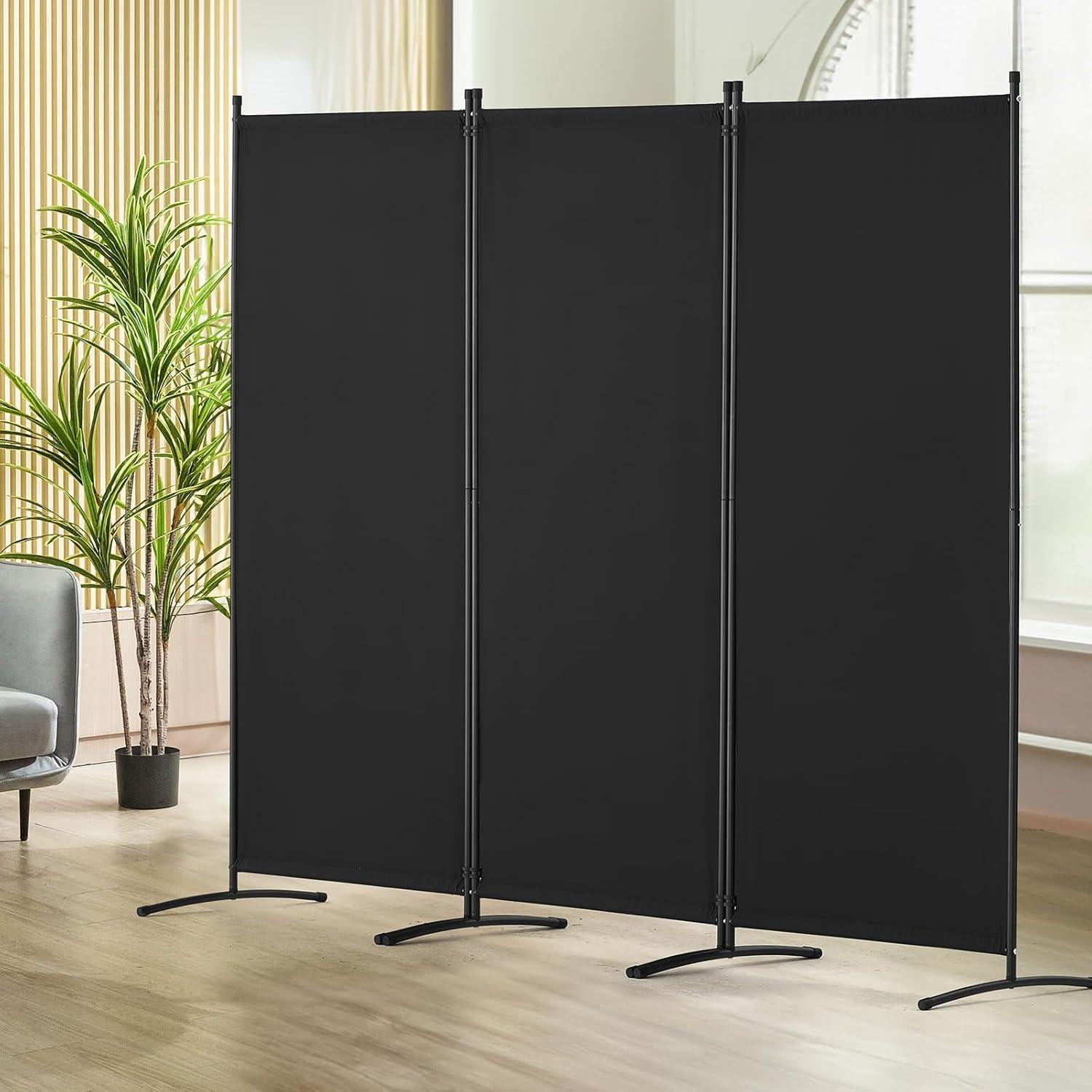 Vevor BLPF10271INC0V93EV0 102 x 71 in. 3-Panel Room Dividers & Folding Privacy Screens, Fabric Partition - Black