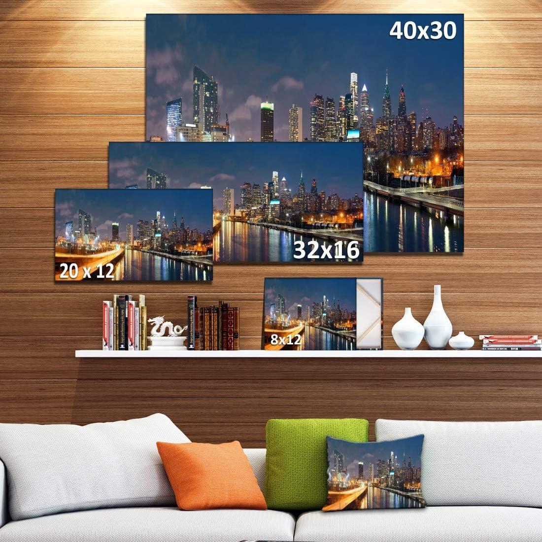 Designart 'Philadelphia Skyline at Night ' Cityscape Canvas Print