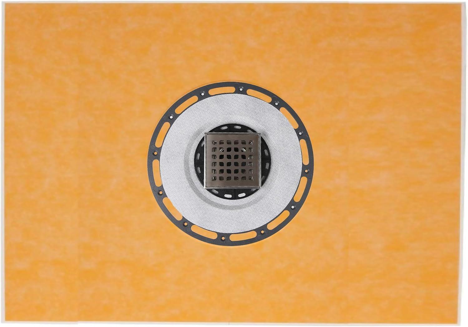 6" Square Brushed Stainless Steel Shower Drain with PVC Flange