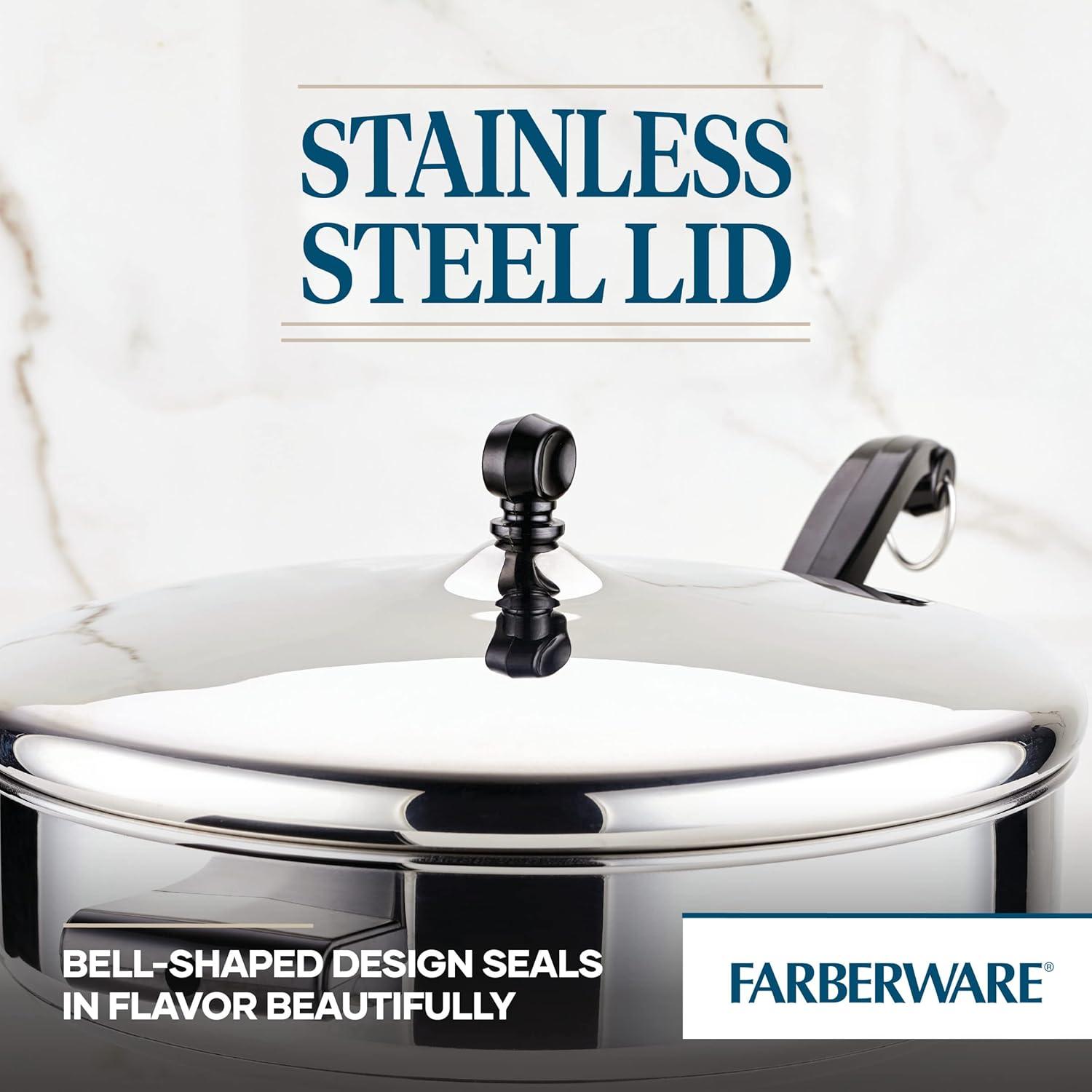 Farberware Classic Series 4.5qt Stainless Steel Saute Pan with Helper Handle and Lid Silver