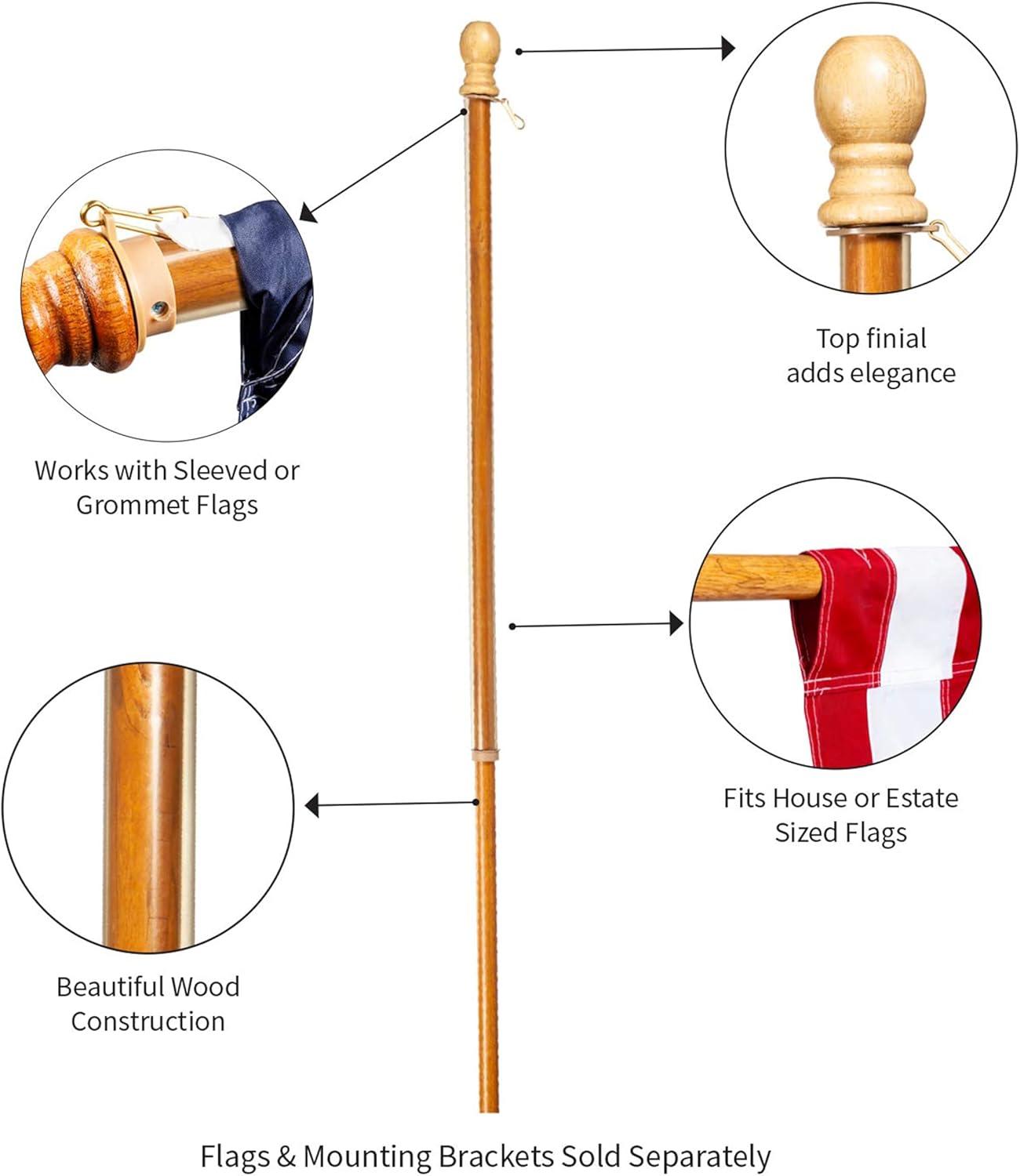 Evergreen Flag 56 House Wood Flag Pole With Anti-Wrap Tube