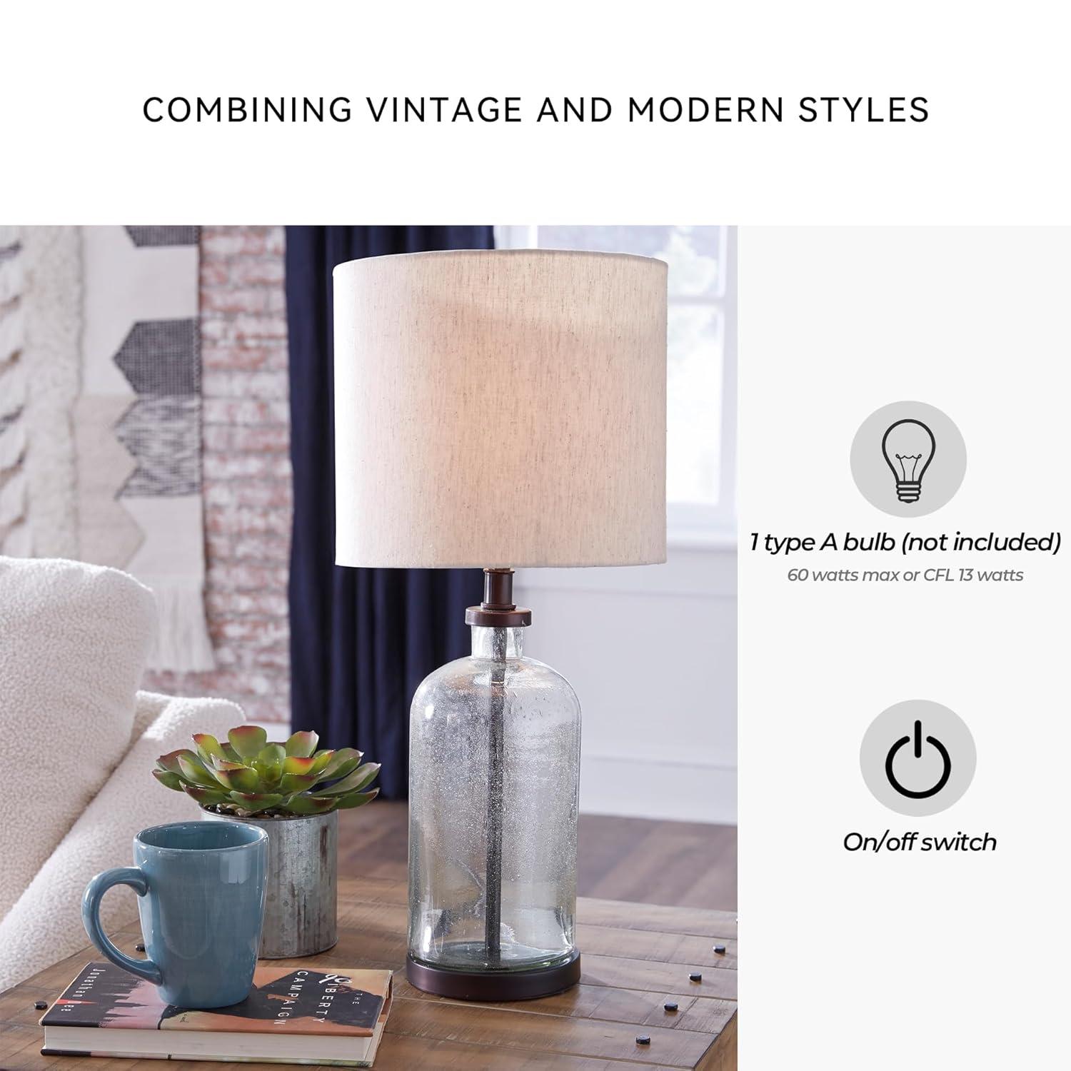 Signature Design by Ashley Bandile Table Lamp Clear/Bronze: Modern Accent, Polyester Shade, UL Listed