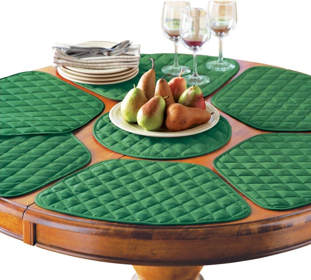 Collections Etc Kitchen Table Placemat and Centerpiece Set - 7 Pc, Holiday Green