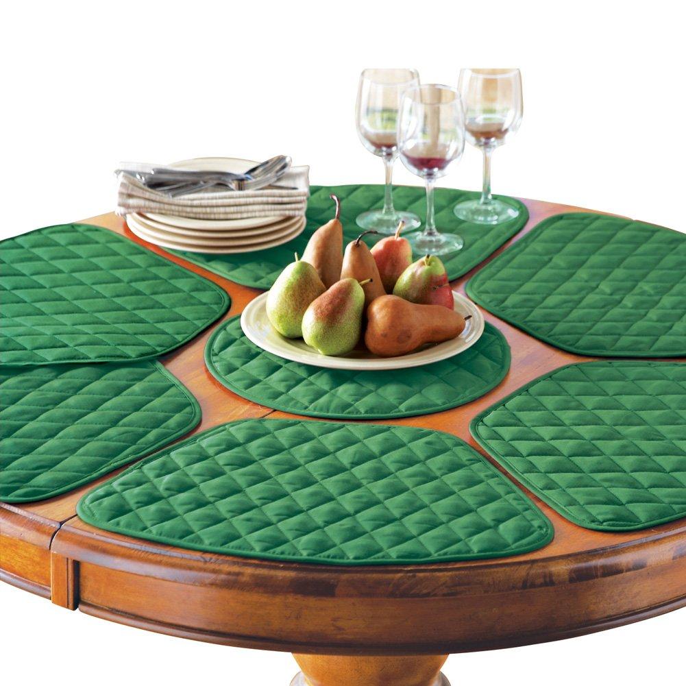 Collections Etc Kitchen Table Placemat and Centerpiece Set - 7 Pc, Holiday Green