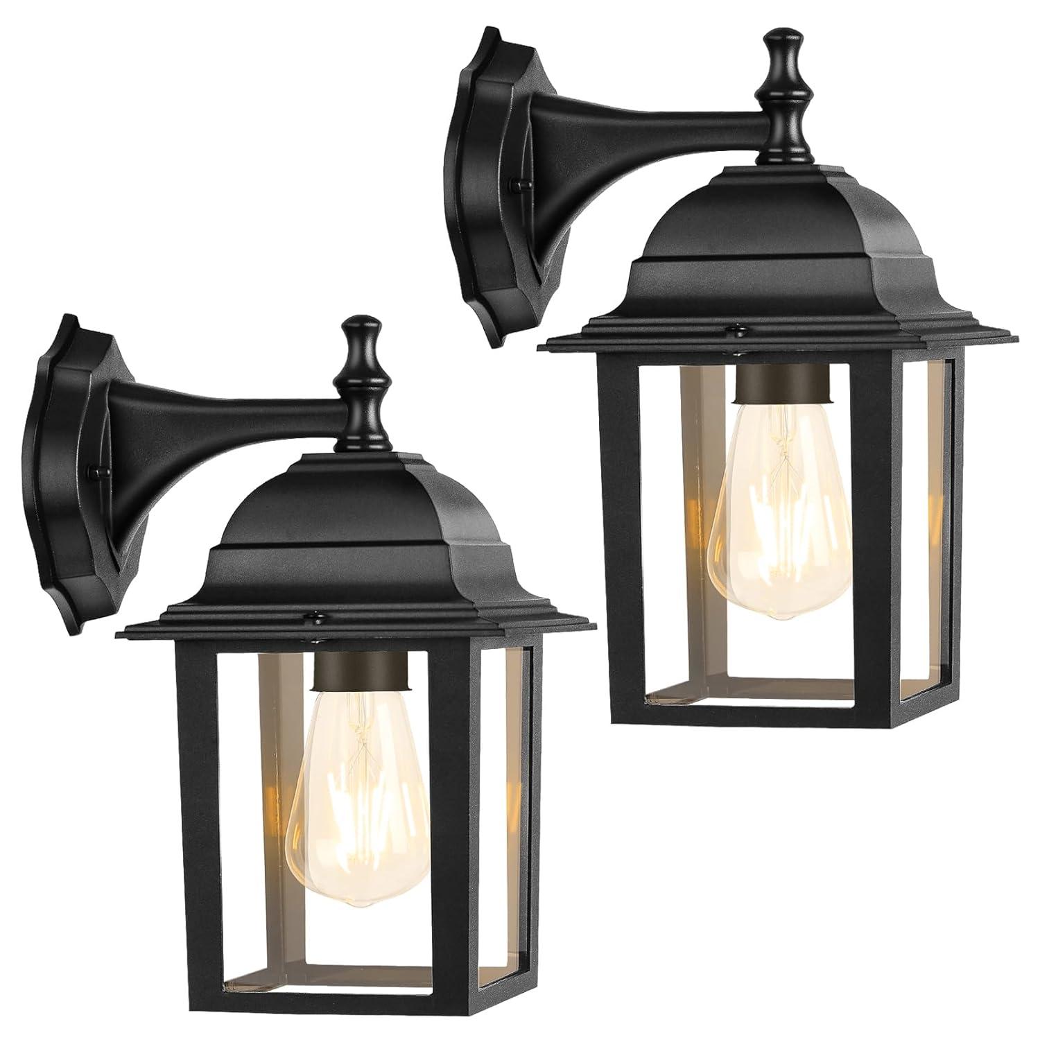 Outdoor Lights Fixtures Wall Sconce 2 Pack Black Porch Lights Outdoor Wall Lantern Decor Aluminum Anti-Rust Exterior Waterproof Outdoor Lights for House Patio Garage Front Door Entryway