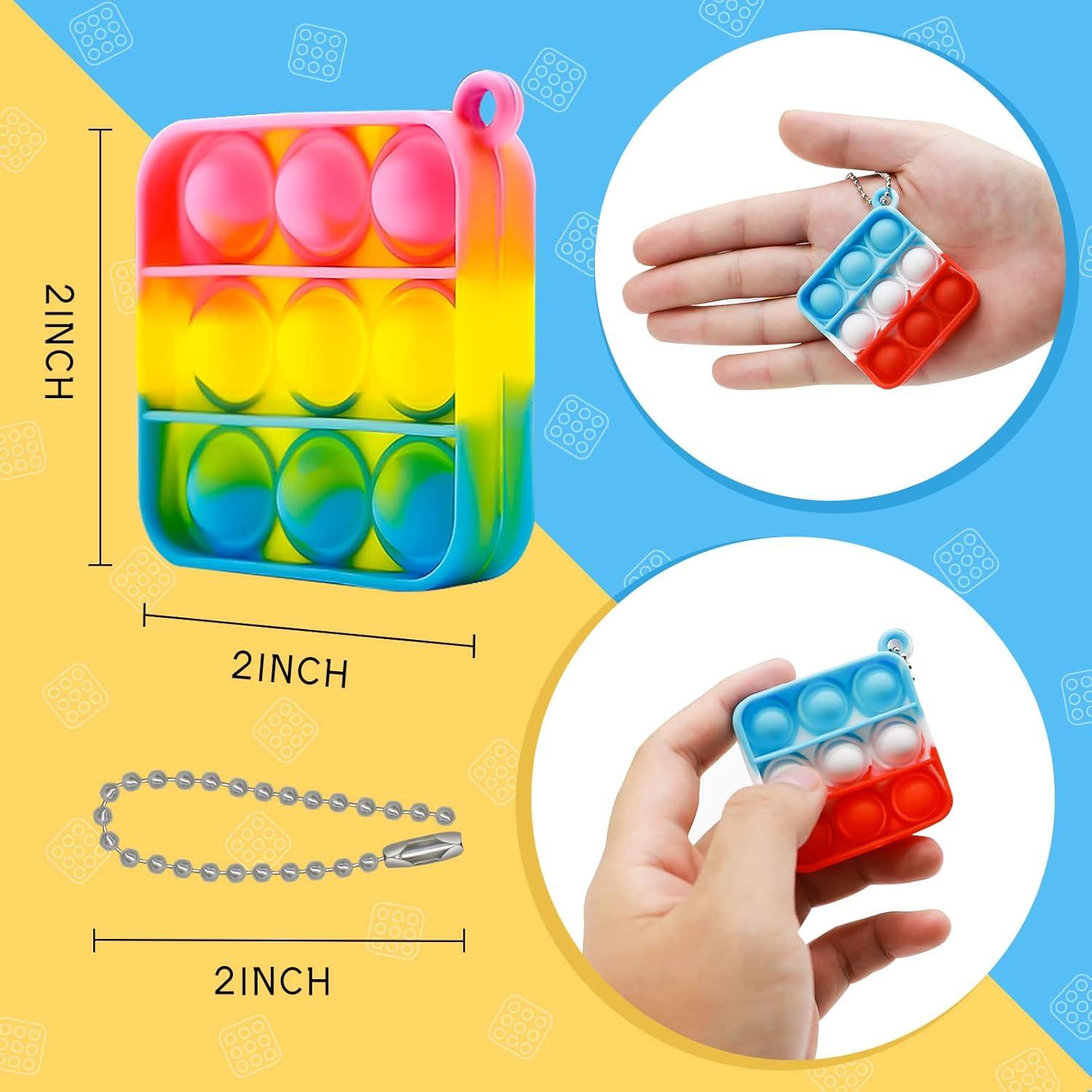 128 Pcs Party Favors Fidget Toys Bulk for Kids 6-8 Fidgets Packs Sensory Stress Bauble Mini Push Pop Keychain Treasure Box Classroom Prizes for Boy Girl Adult Easter Eggs Fillers