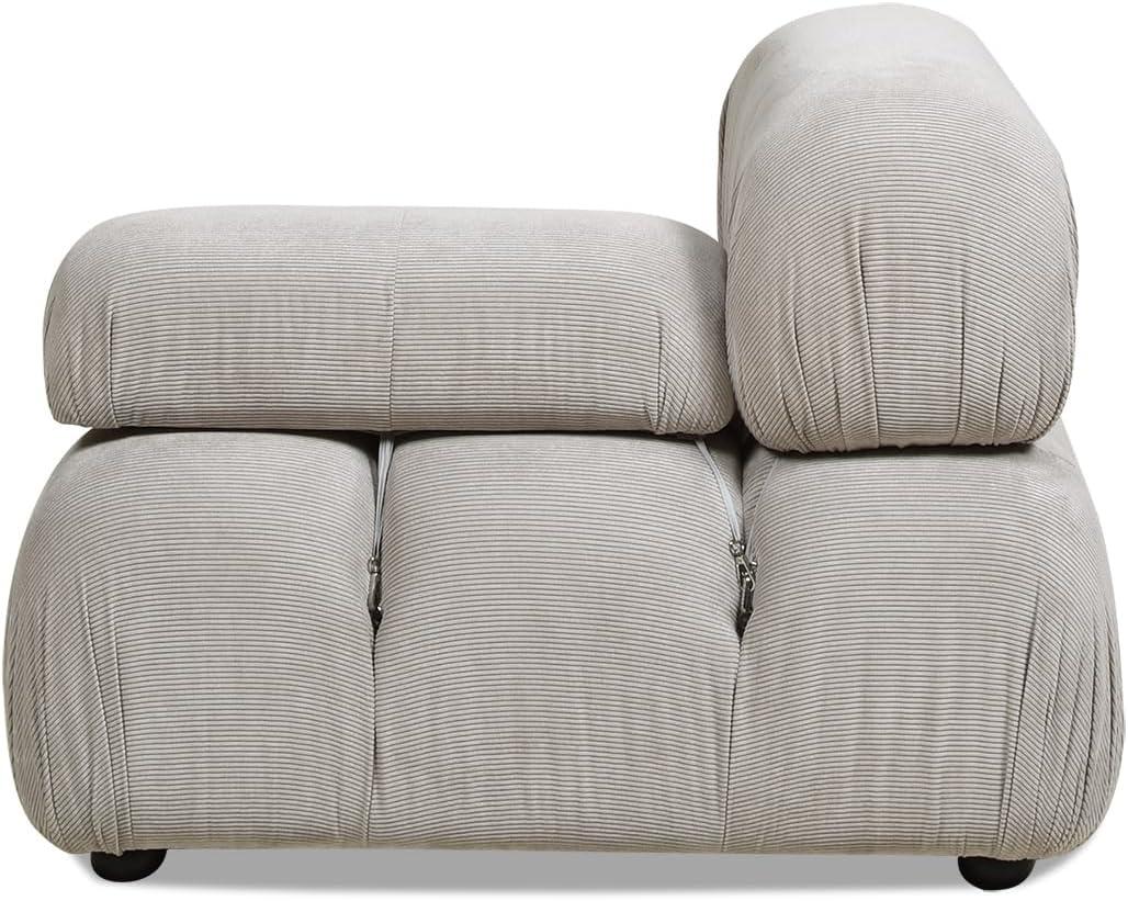 Pebble Gray Corduroy 36" Modular Accent Chair with Wood Frame