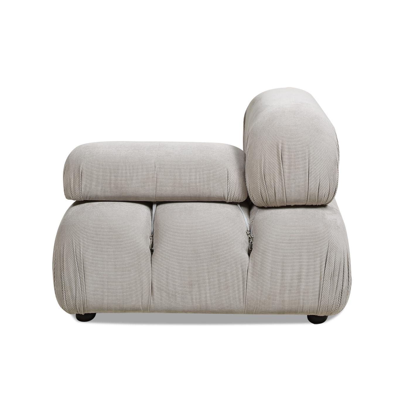 Pebble Gray Corduroy 36" Modular Accent Chair with Wood Frame