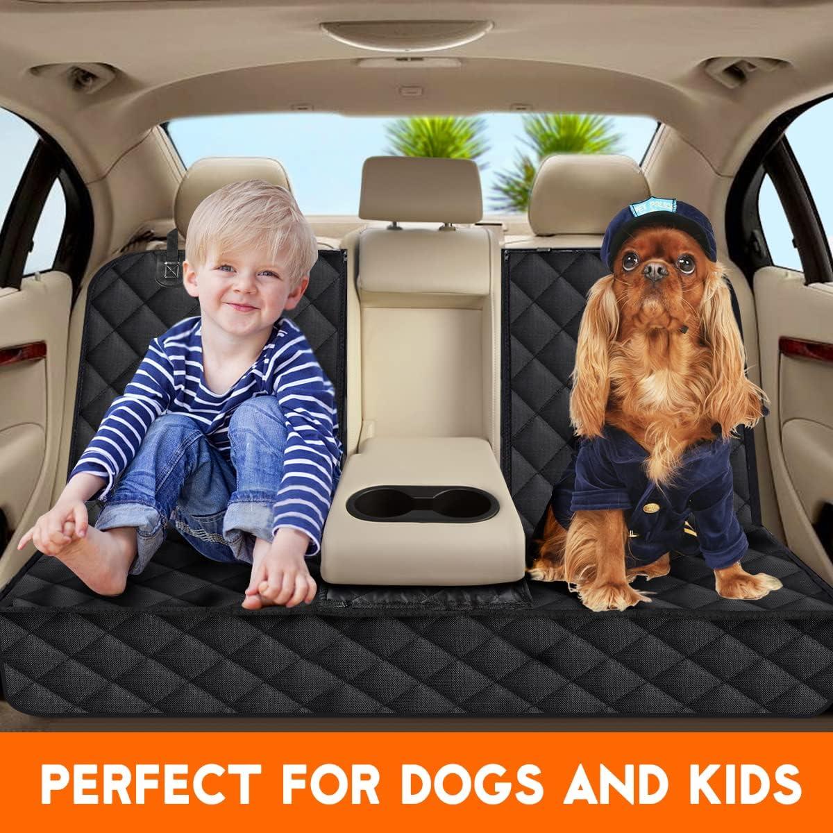 Cornmi  Pet Dog Car  Seat Cover for Back Seat CarTrucks  Seat Waterproof Protector with 2 Pet Dogs Seat Belts - Black