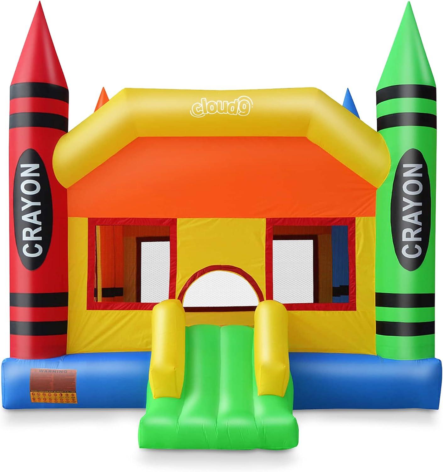 Large Multicolor Crayon Bounce House with Slide