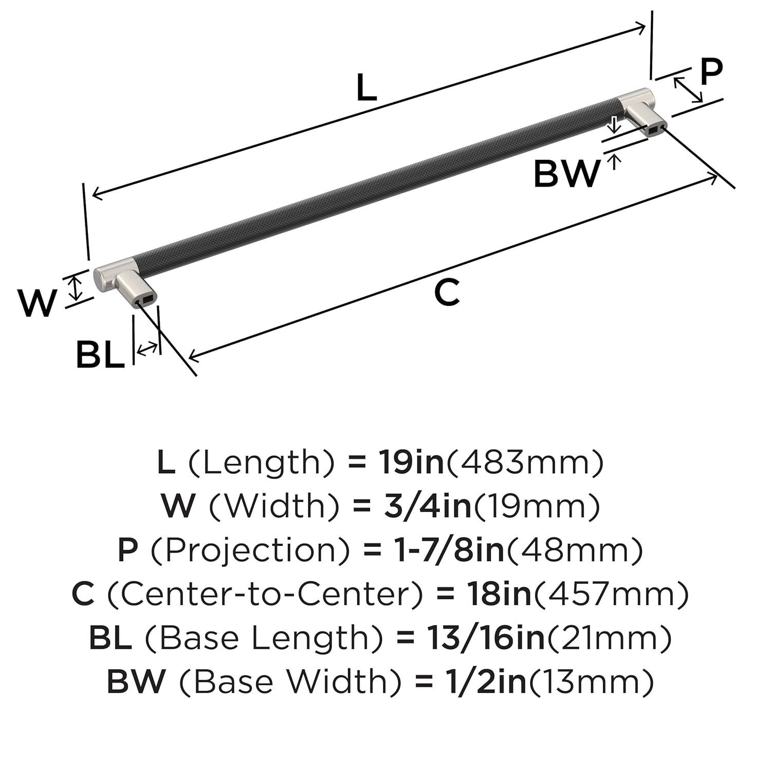Amerock Esquire 18 inch (457mm) Center-to-Center Polished Nickel/Black Bronze Appliance Pull