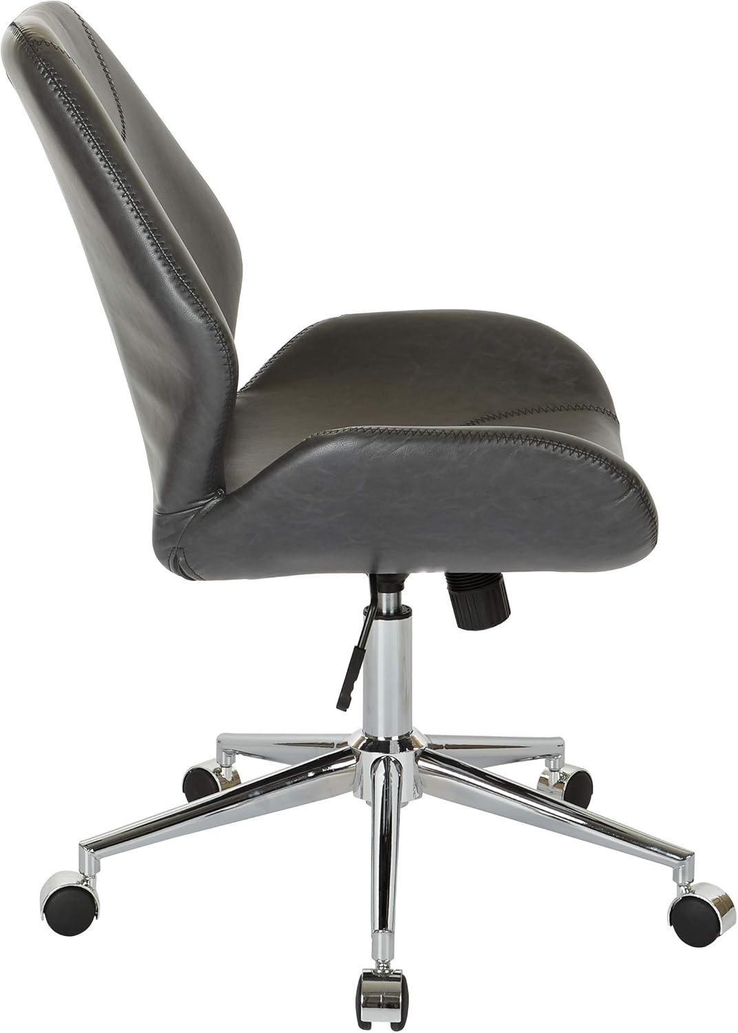 OSP Home Furnishings Chatsworth Office Chair in Black Faux Leather with Chrome Base